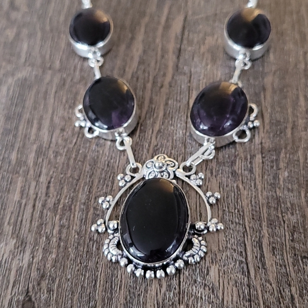 Artisan dark purple Amathyst Necklace